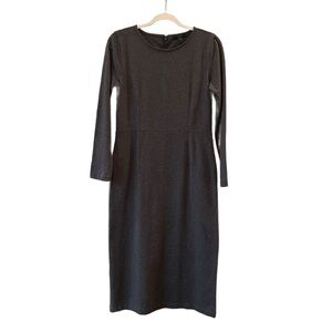 J. Crew Long Sleeve Knit Sheath Midi Work Office Dress, Gray, Women’s 6